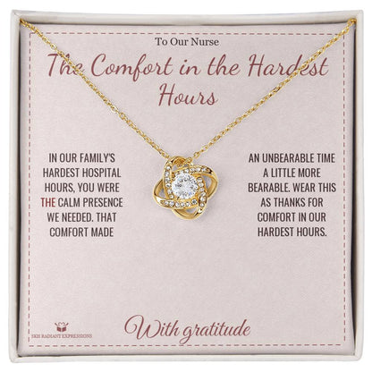 Engraved Love Knot Necklace with message for nurse