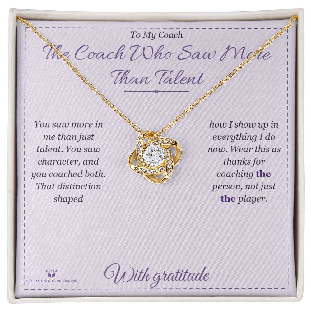 Add a name to this Love Knot Necklace - gift for coach