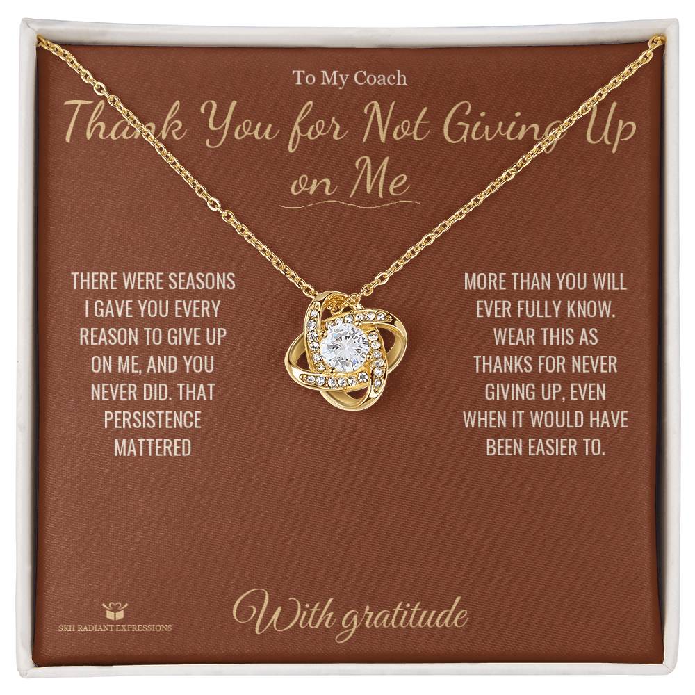 Add a name to this Love Knot Necklace - gift for coach