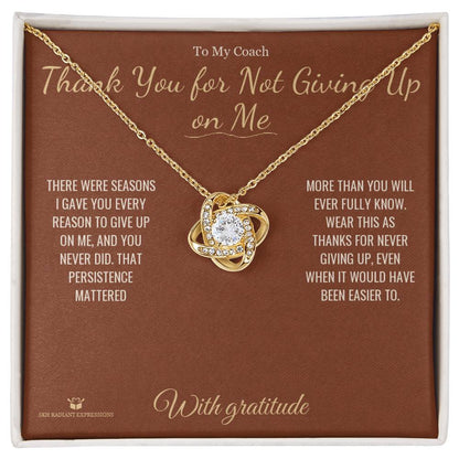 Add a name to this Love Knot Necklace - gift for coach