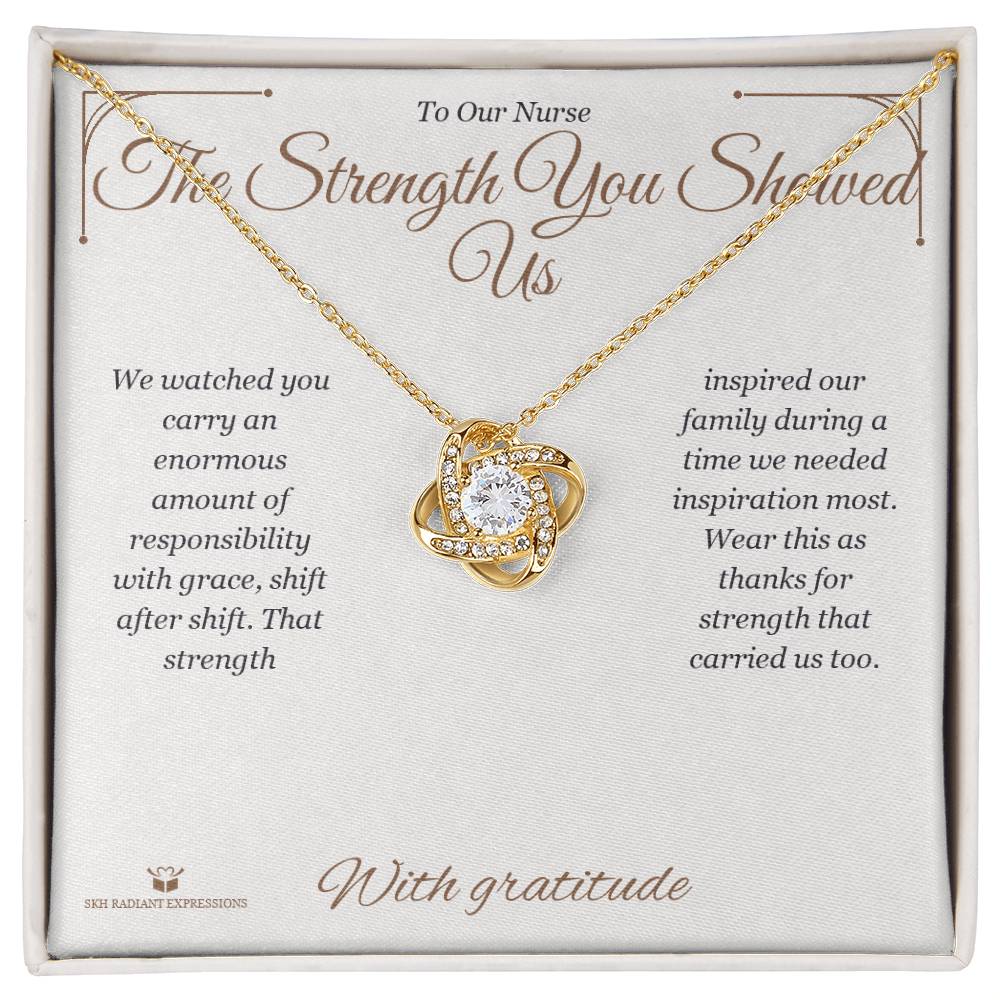 Engraved Love Knot Necklace with message for nurse
