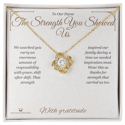 Engraved Love Knot Necklace with message for nurse