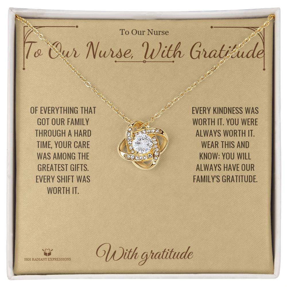 Add a name to this Love Knot Necklace - gift for nurse