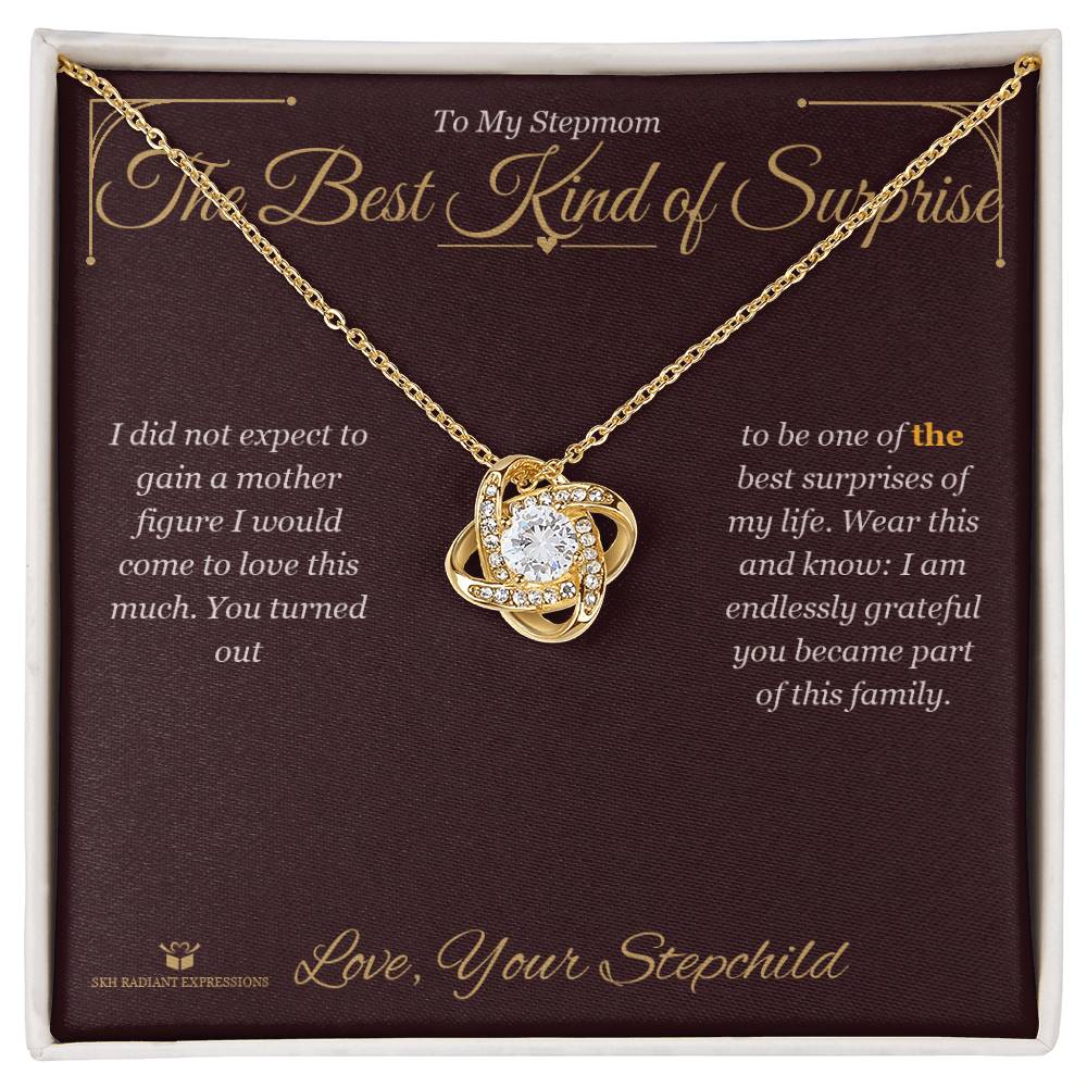 Custom name-personalized Love Knot Necklace gift for stepmom