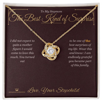 Custom name-personalized Love Knot Necklace gift for stepmom