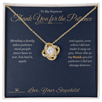 Engraved Love Knot Necklace with message for stepmom