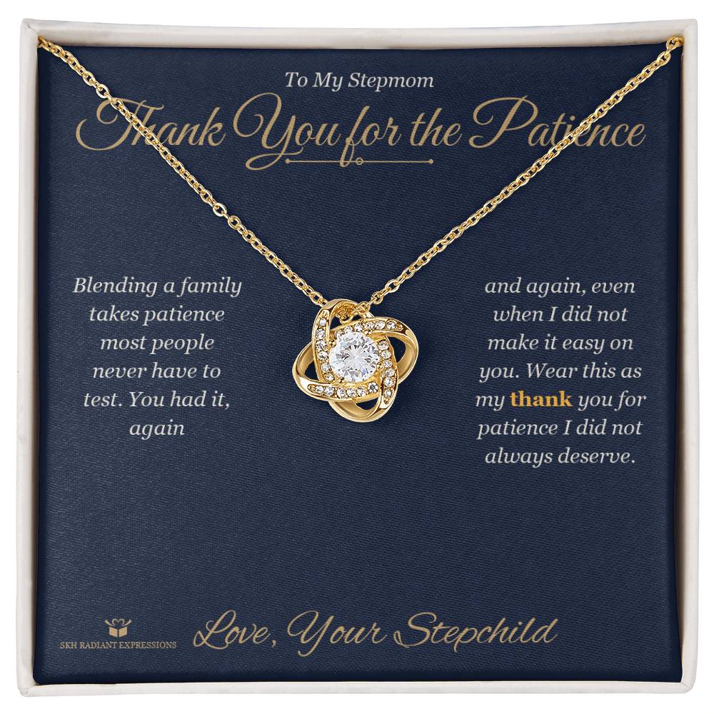 Custom name-personalized Love Knot Necklace gift for stepmom