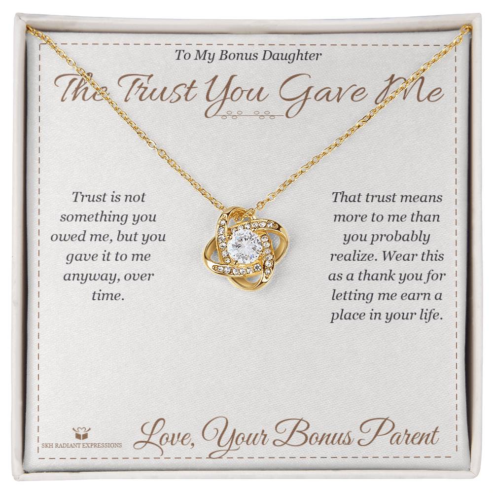 Custom name-personalized Love Knot Necklace gift for stepdaughter