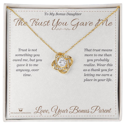 Custom name-personalized Love Knot Necklace gift for stepdaughter