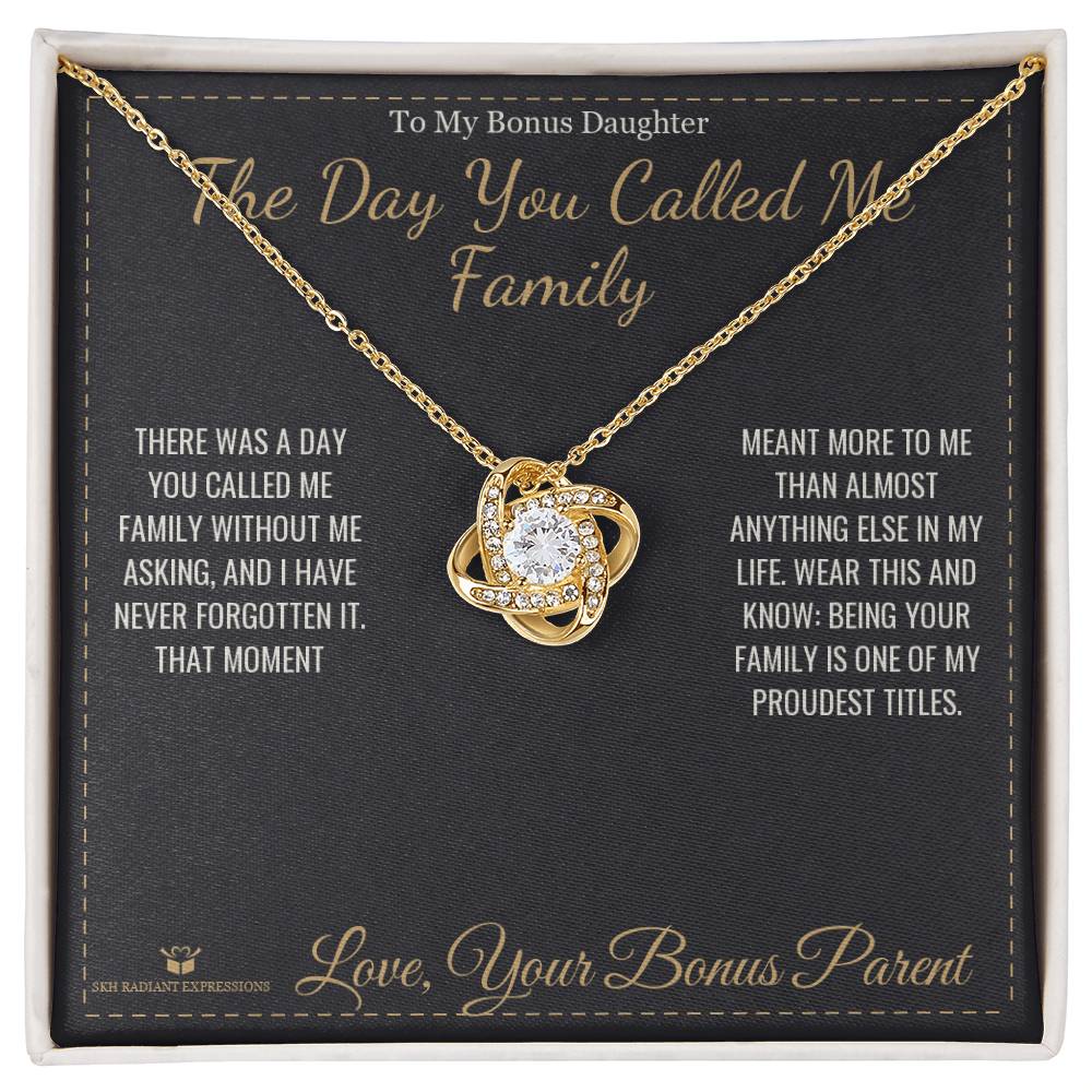 Custom name-personalized Love Knot Necklace gift for stepdaughter