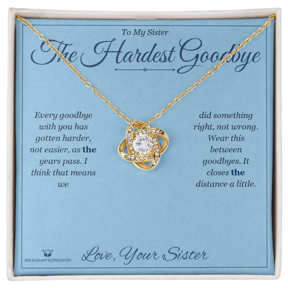 Love Knot Necklace engraved with your own words for sister