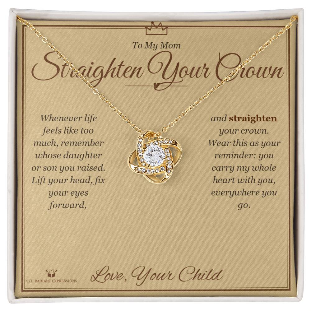 Engraved Love Knot Necklace with message for stepmom