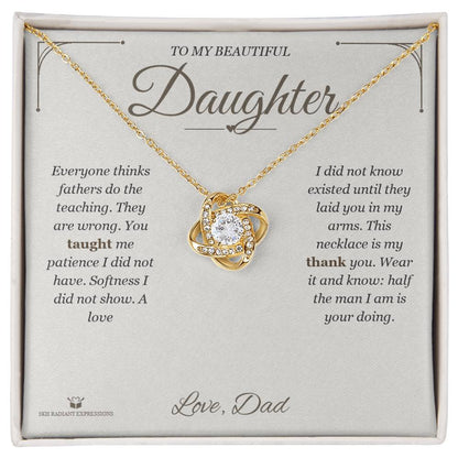 Love Knot Necklace engraved with your own words for daughter