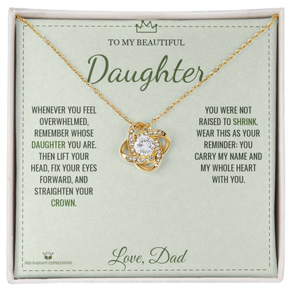 Love Knot Necklace engraved with your own words for daughter