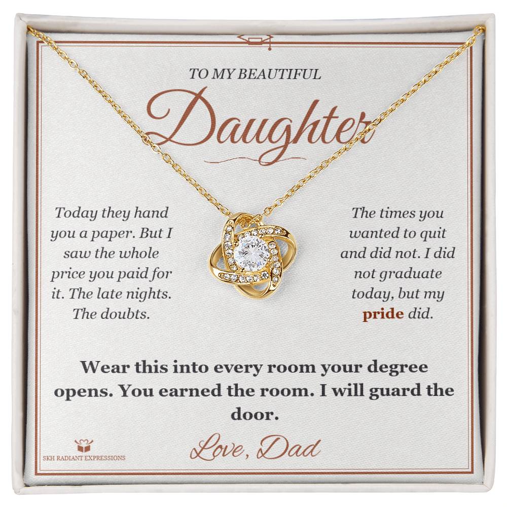 Love Knot Necklace engraved with your own words for daughter