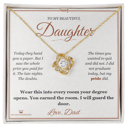 Love Knot Necklace engraved with your own words for daughter