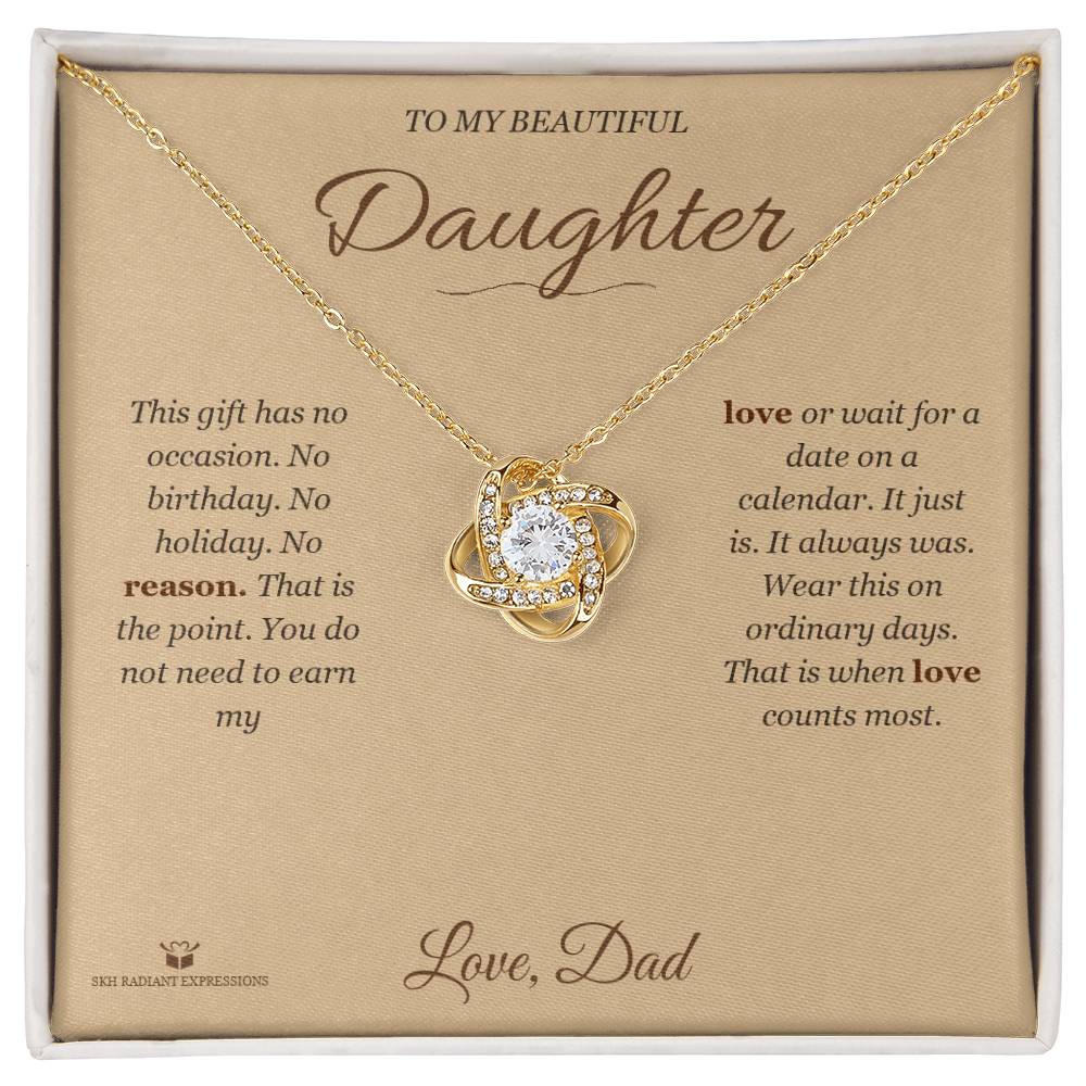 Love Knot Necklace engraved with your own words for daughter