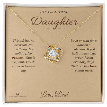 Love Knot Necklace engraved with your own words for daughter
