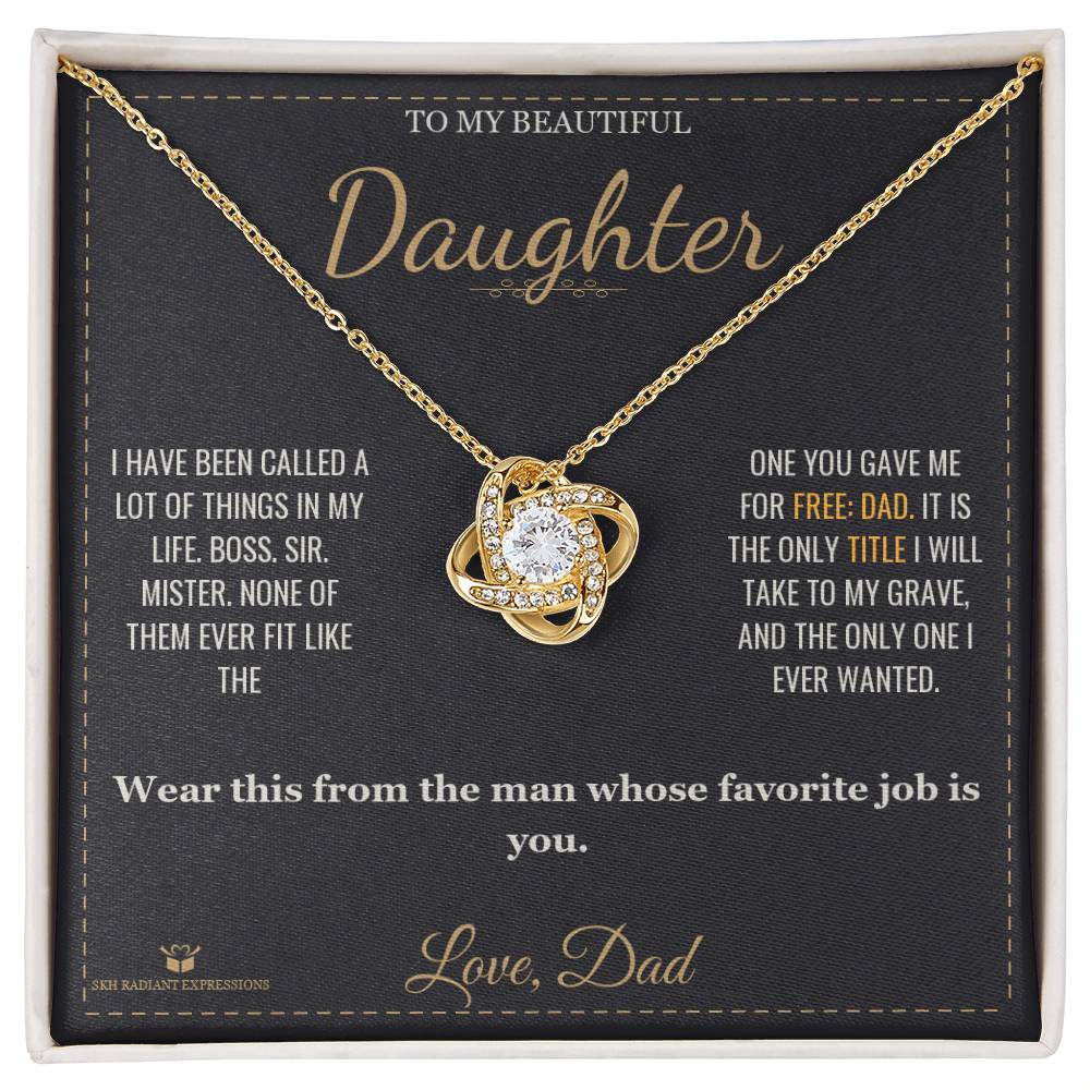 Love Knot Necklace engraved with your own words for daughter