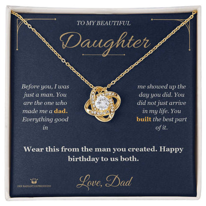 Love Knot Necklace engraved with your own words for daughter
