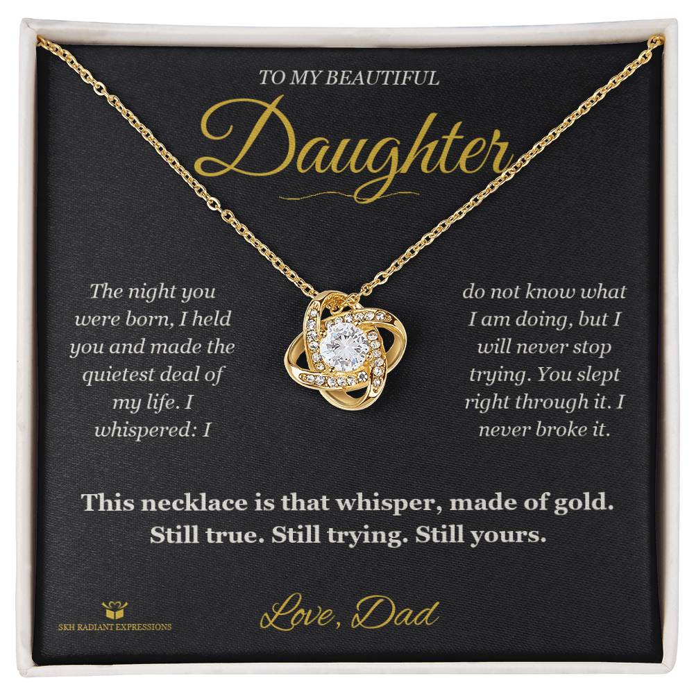 Love Knot Necklace engraved with your own words for daughter