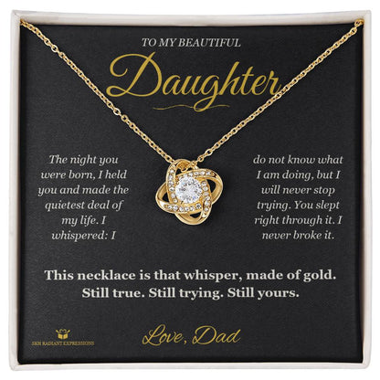 Love Knot Necklace engraved with your own words for daughter