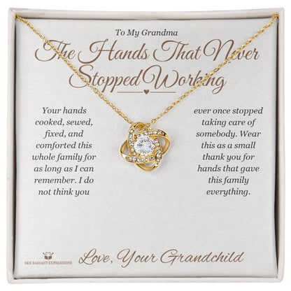 Custom name-personalized Love Knot Necklace gift for grandmother