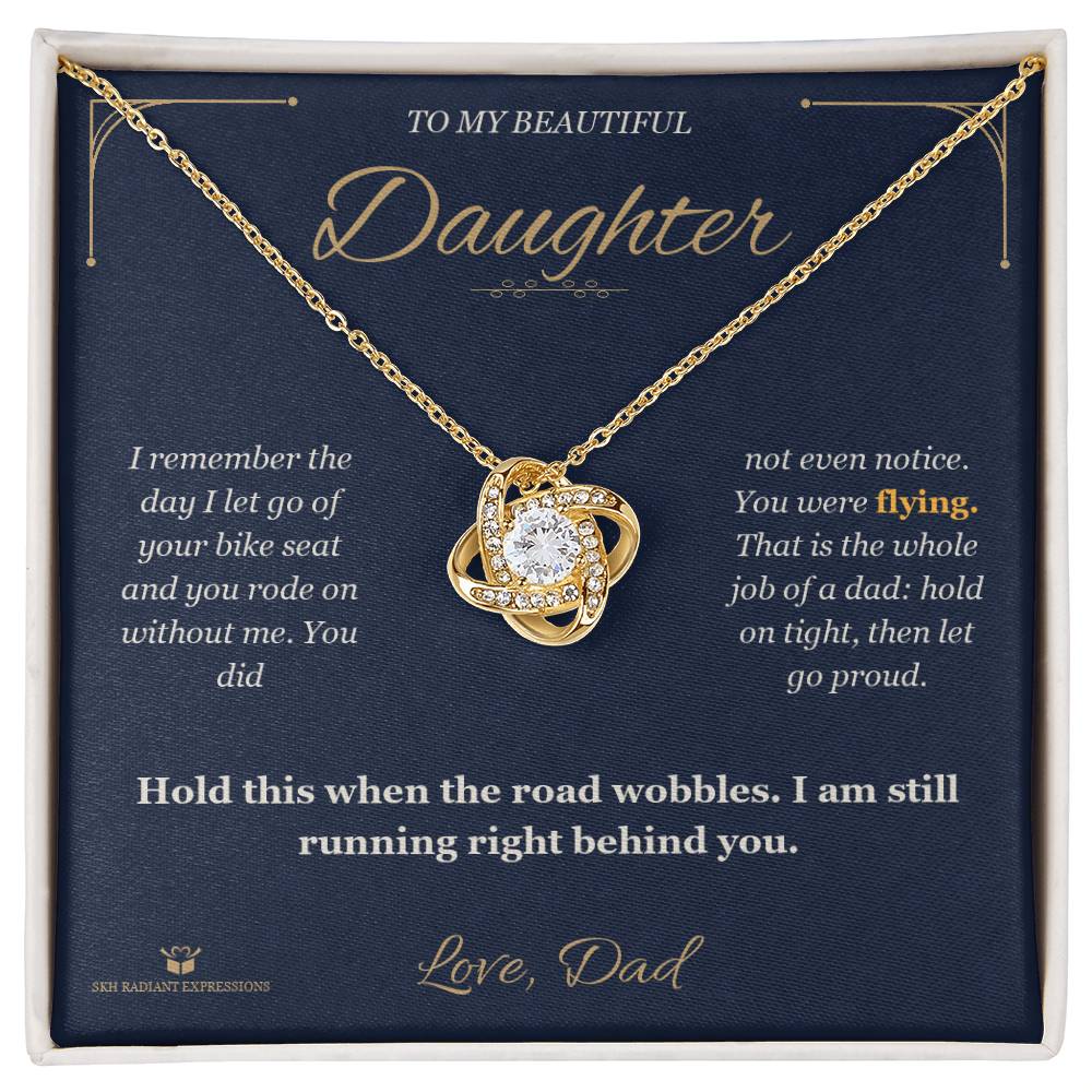 Love Knot Necklace engraved with your own words for daughter