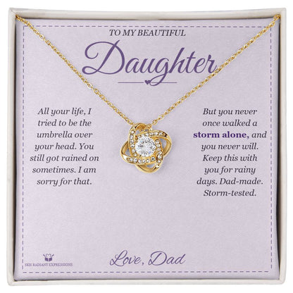 Love Knot Necklace engraved with your own words for daughter