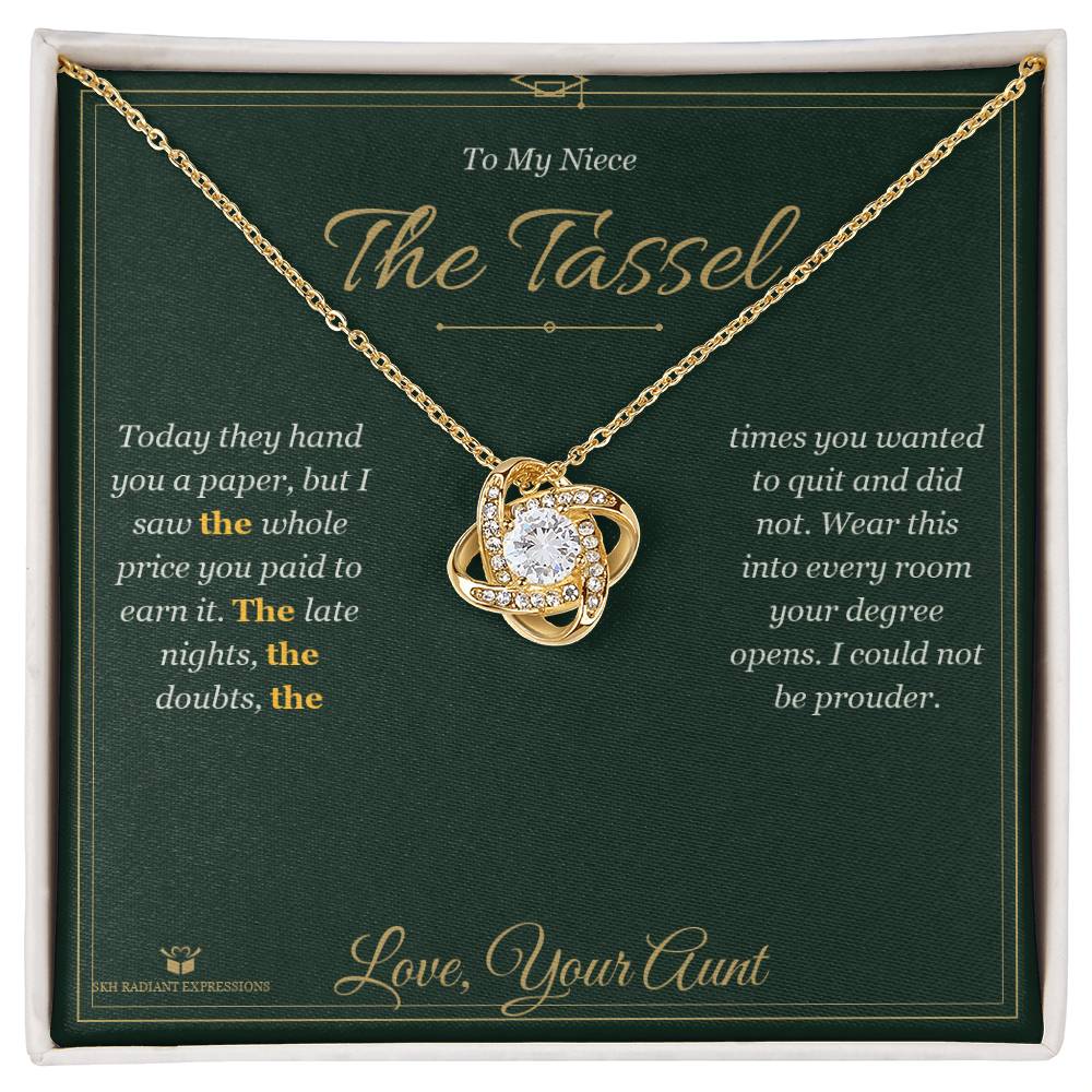 Engraved Love Knot Necklace with message for niece