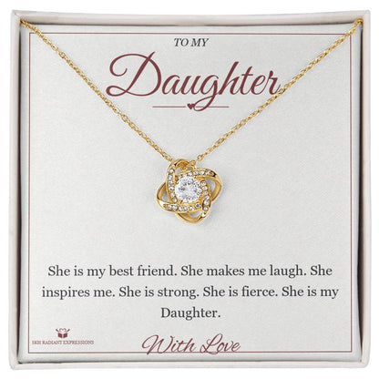 Love Knot Necklace with personalized message card for daughter
