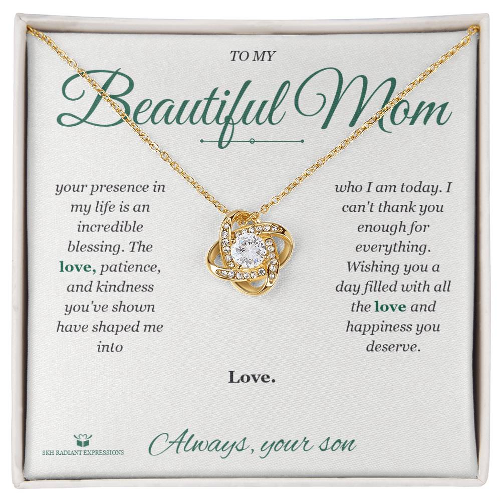 My Mom's Love: A Blessing Beyond Measure - Love Knot Necklace for Mom