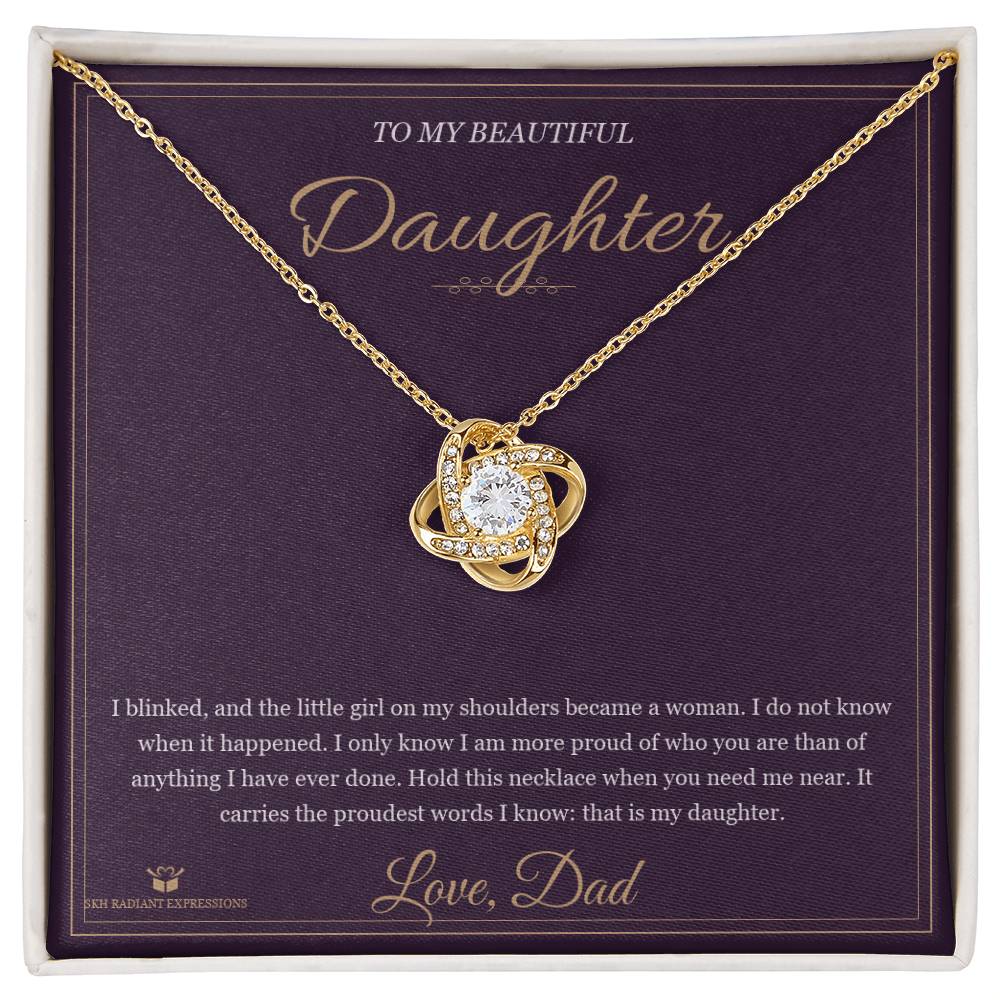 A Woman Now - Love Knot Necklace for Daughter - personalized keepsake gift from SKH Radiant Expressions