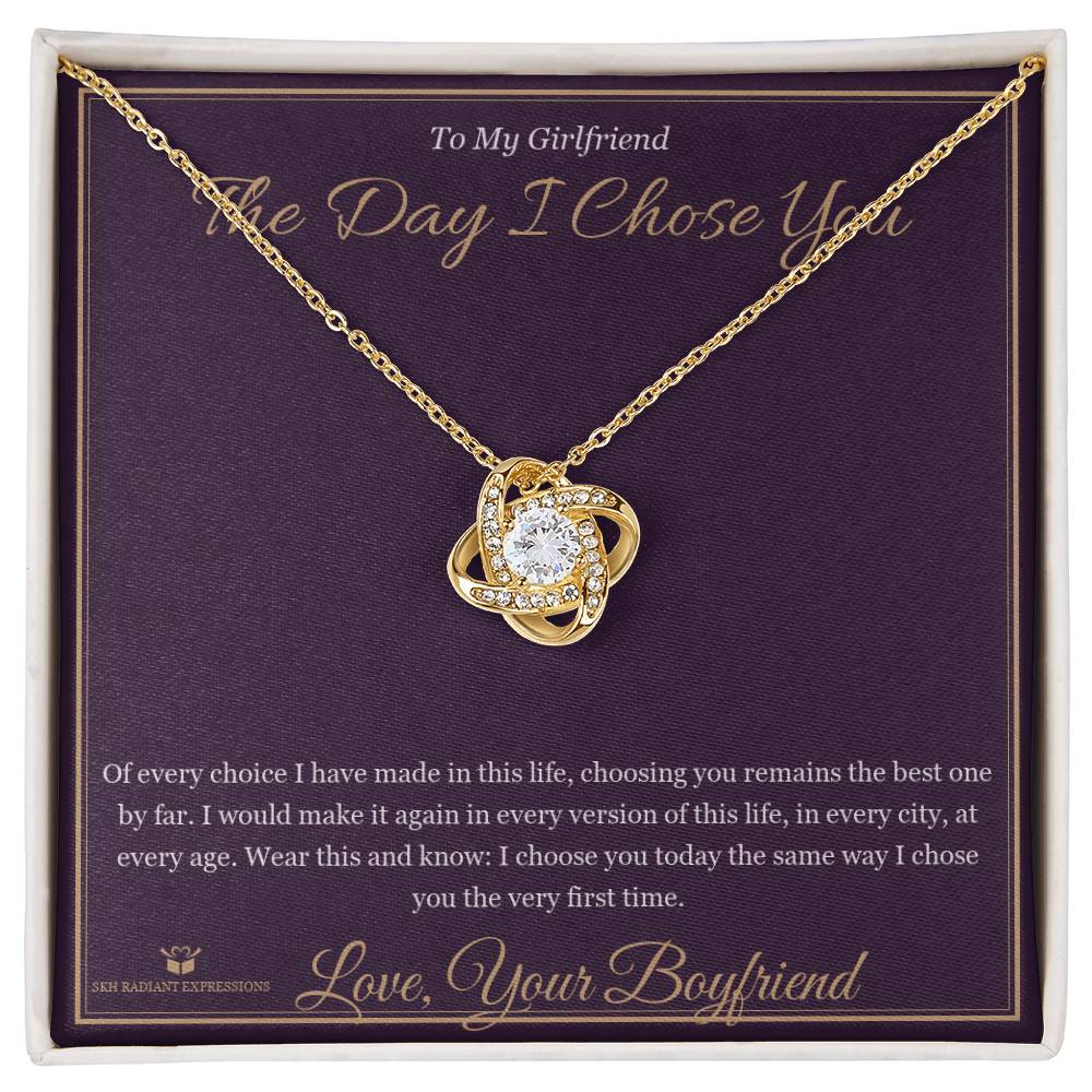 The Day I Chose You - Love Knot Necklace for Girlfriend - personalized keepsake gift from SKH Radiant Expressions