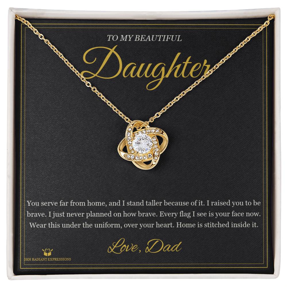 Far From Home, Never From Heart - Love Knot Necklace for Daughter - personalized keepsake gift from SKH Radiant Expressions