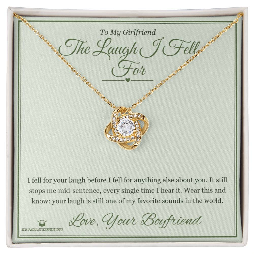 The Laugh I Fell For - Love Knot Necklace with Red Rose Box for Girlfriend - personalized keepsake gift from SKH Radiant Expressions