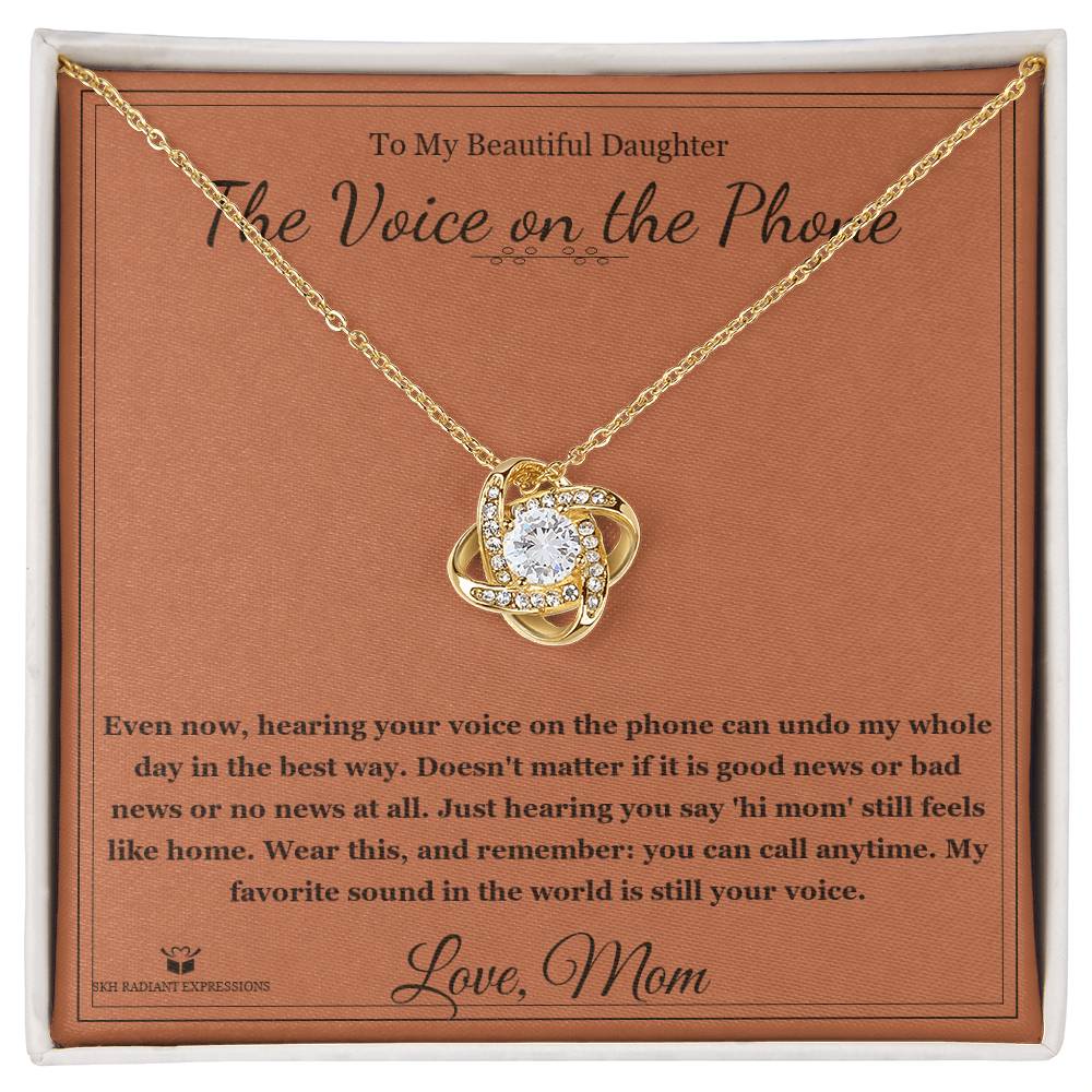 The Voice on the Phone - Love Knot Necklace for Daughter - personalized keepsake gift from SKH Radiant Expressions
