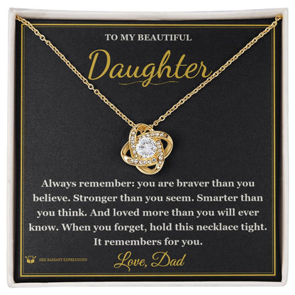 Love Knot Necklace with personalized message card for daughter