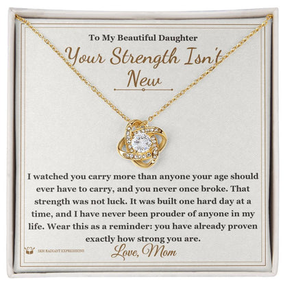 Love Knot Necklace with personalized message card for daughter