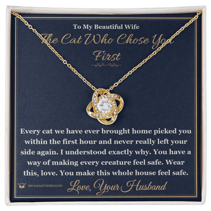 Engraved Love Knot Necklace with message for wife
