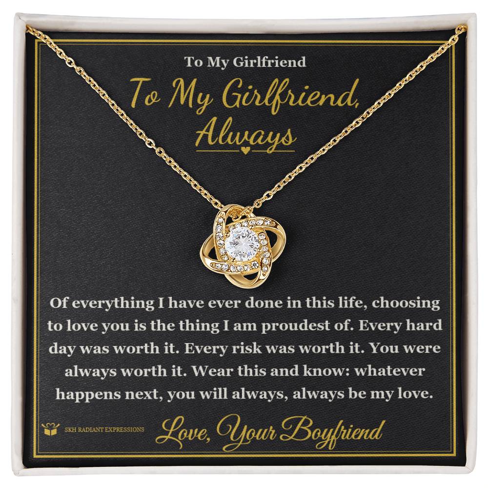 Love Knot Necklace with personalized message card for girlfriend
