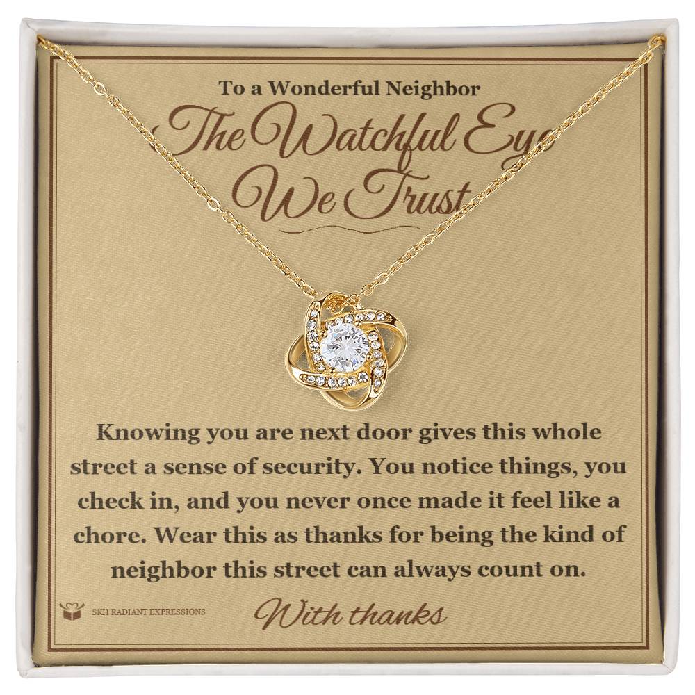 What does a Love Knot Necklace mean - gift for neighbor