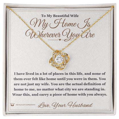 Engraved Love Knot Necklace with message for wife