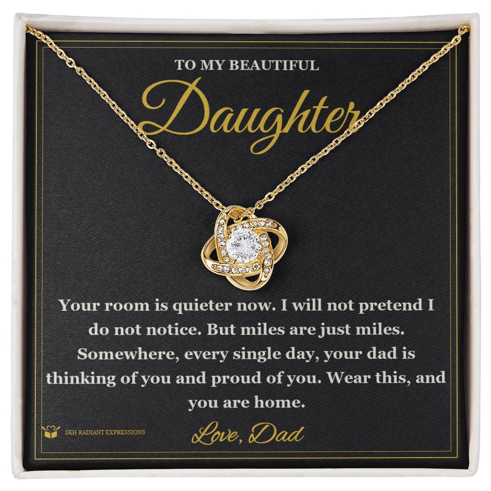 Love Knot Necklace with personalized message card for daughter