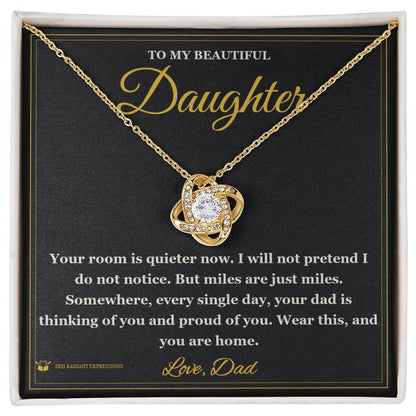 Love Knot Necklace with personalized message card for daughter