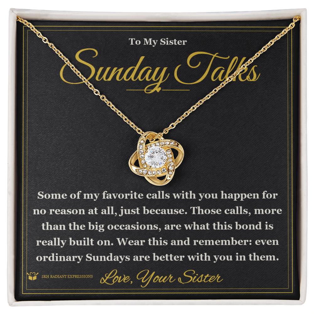 Love Knot Necklace with personalized message card for sister
