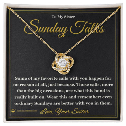 Love Knot Necklace with personalized message card for sister