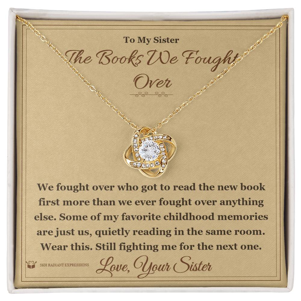 Engraved Love Knot Necklace with message for sister