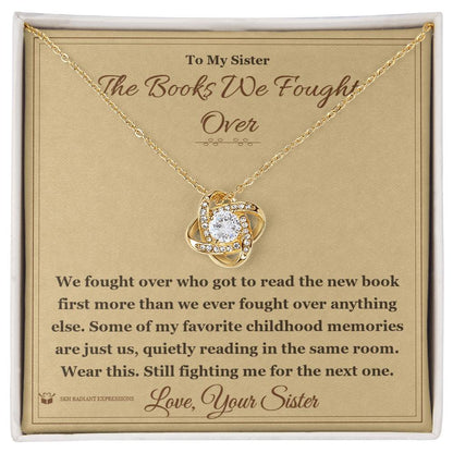 Engraved Love Knot Necklace with message for sister