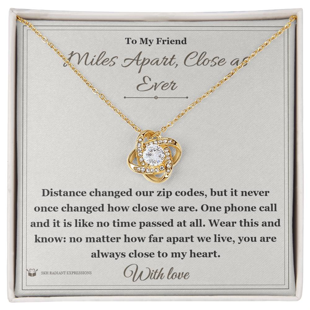 Love Knot Necklace with personalized message card for friend